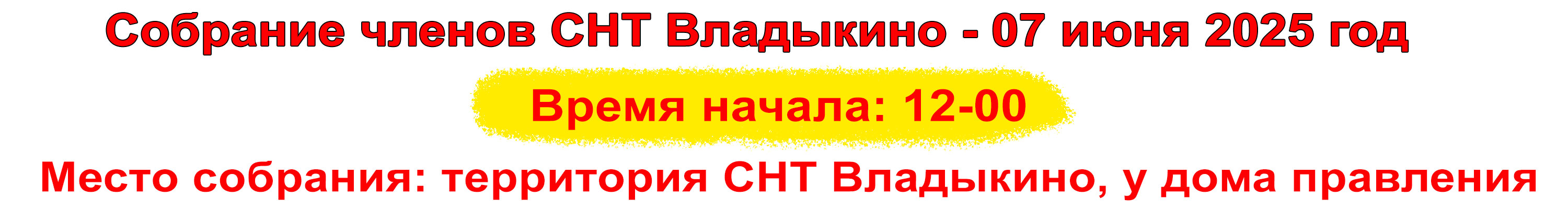 Собрание членов СНТ Владыкино - 07 июня 2025 год